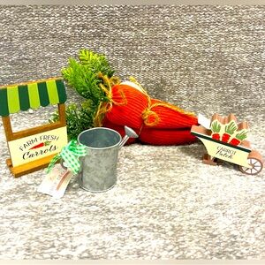 Target Bullseye Easter Bunny Carrot Patch Wooden Signs, Pail, & fabric carrots